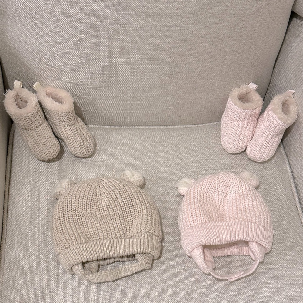Baby Gap - two Sherpa-Lined Sweater Hat and two Sherpa-Lined Sweater Booties